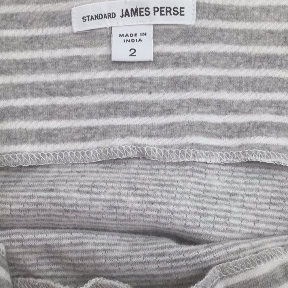 James Perse Relaxed Ribbed Gray and White Blouse - Picture 3 of 5